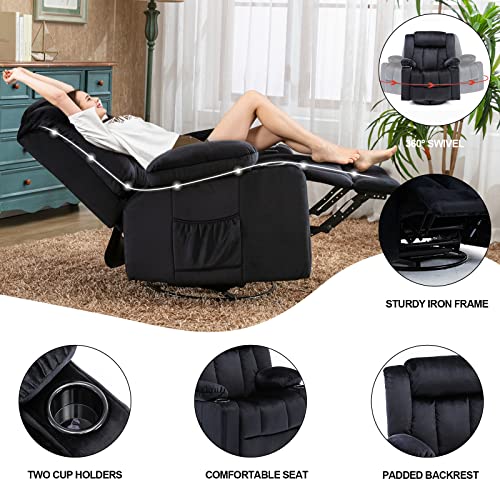 Comhoma Recliner Chair Massage Rocker With Heated 360 Degree Swivel Lazy Boy Recliner Single Sofa Seat With Cup Holders For Living Room (Black) #TOP2
