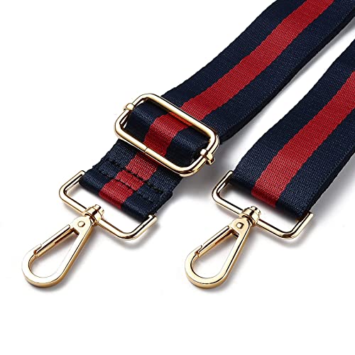 Image of BEEFLYING Blue and Red Stripe Adjustable Shoulder Strap Replacement Belt Crossbody Handbag Canvas Purse Strap Replacement Nylon Bag Straps for Bag Replacement Repairing Accessories