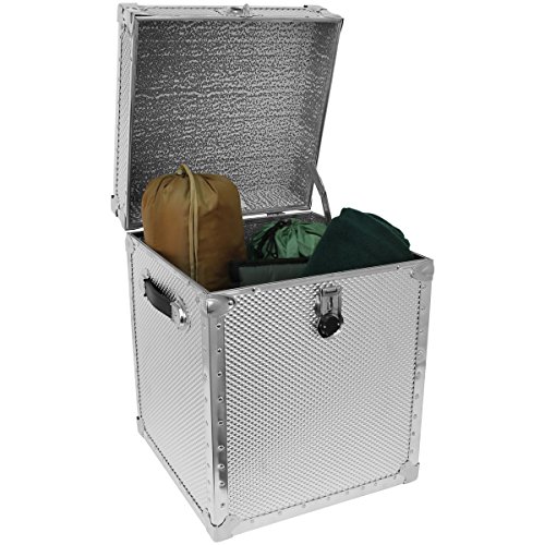 Seward Trunk Embossed Steel Tall Cube Storage Trunk, Silver, 16inch