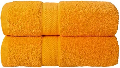 Todd Linens 2-Piece Bale Bath Sheet Gift Set  500 GSM 100% Cotton Absorbent Bathroom Accessories (Orange)