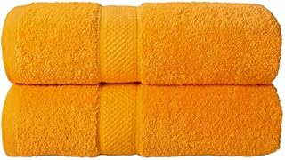 Todd Linens 2-Piece Bale Bath Sheet Gift Set – 500 GSM 100% Cotton Absorbent Bathroom Accessories (Orange)