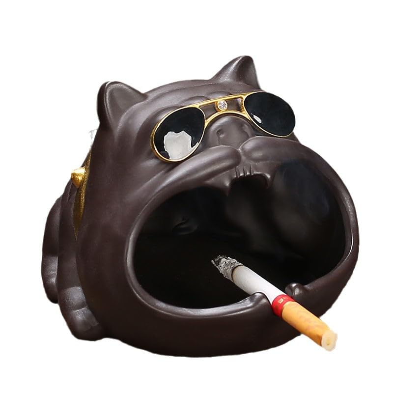 Amazon.co.jp: 灰皿 ブルドック 犬 キャラクター テーブル用灰皿