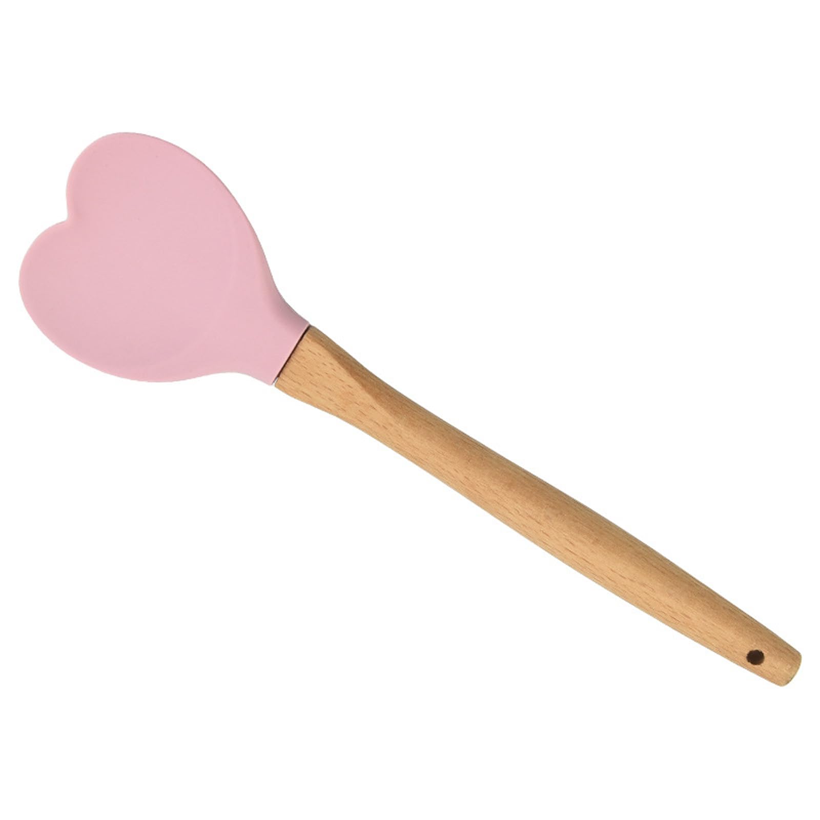 JSGHGDF Heatproof Heart Silicone Spoon Spatula with Comfortable Wood Handle for Cooking Baking and Food Preparation Food Grade Silicone Spatula