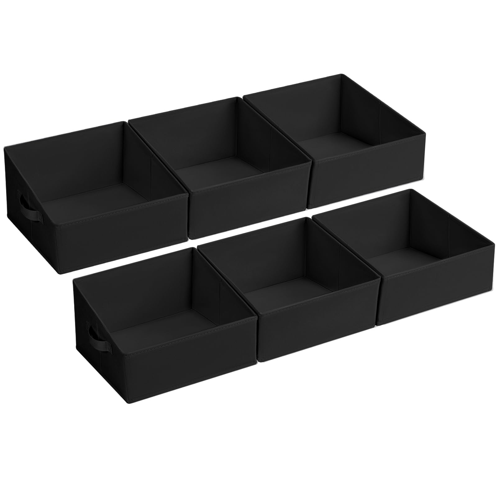 Dimj Black - 29×29×20Cm Wardrobe Storage Organiser Boxes, Closet & Shelf Cubes, 6 Pack, Black