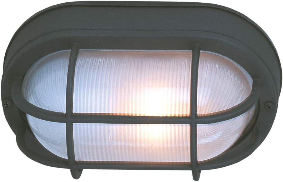 Matte Black Glass Oval Outdoor Flush Mount Light