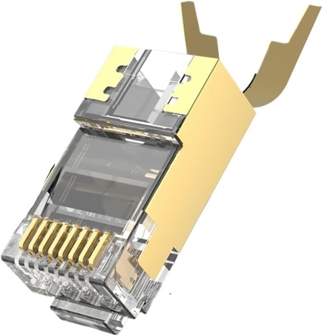 Two-Piece CAT6A and CAT7 Shielded RJ45 Modular Connector 50μ 8P8C - RJ45 Connector Network Cable Connector - 1.5mm(5PCS,Silver)