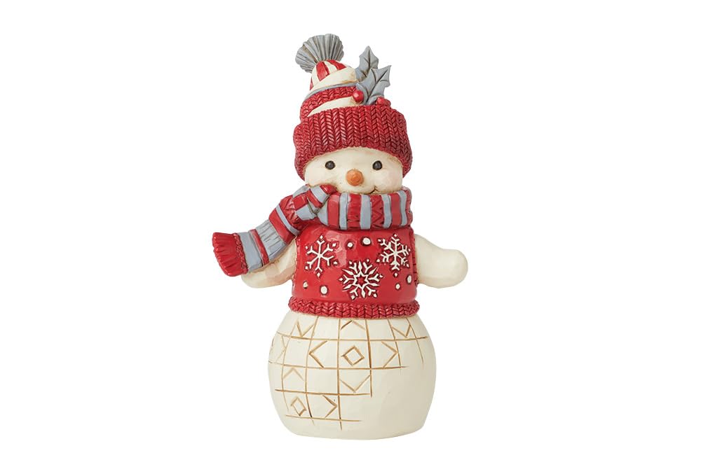 EnescoJim Shore Heartwood Creek Nordic Noel Snowman with Winter Hat and Scarf Figurine- Stone Resin Hand Painted Crafted Collectible Snowman Figurines Christmas Home Decor Statue, 5.3 Inch