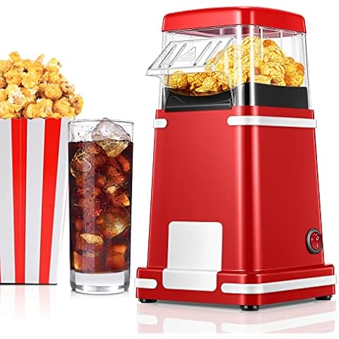 Retro Popcorn Maker - High Power Electric Popcorn Machine - Hot Air Popcorn Popper - Cyclone Design- For Fat-Free Snacking- Vintage Style- Perfect For Home Cinema - 10 Cups Popcorn Cover