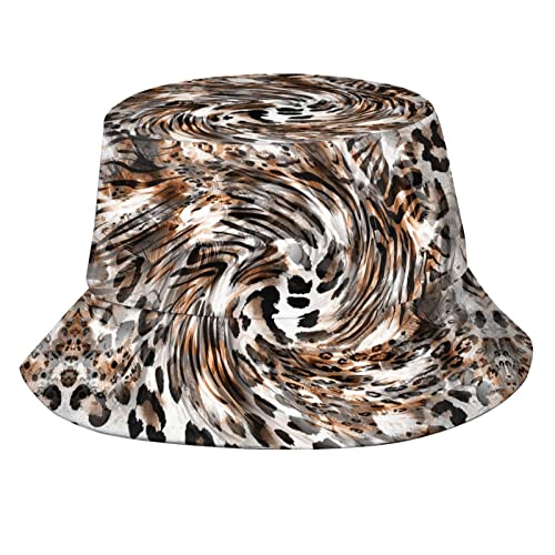 Leopard Print Bucket Hats Unisex Trendy Animal Pattern Fisherman Hats for Women Men Packable Cap