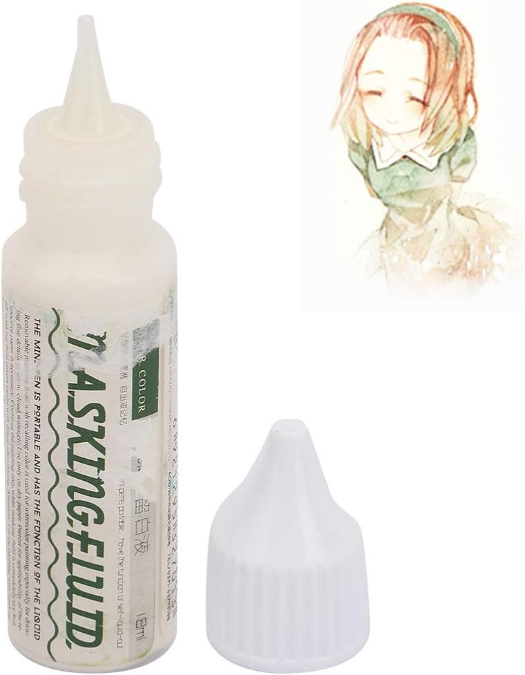 Art Gouache Painting Masking Fluid, Artist Watercolor Painting Media Pigment Covering Liquid for Fluid Media Acrylic Paints Ink Watercolor Painting (18ml)