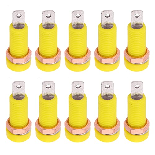 Image of 10pcs 4mm Banana Jack Socket, Banana Jack Connector Panel Mount Binding Post Connector Adapter Panel for Electronic Instrument (Yellow)