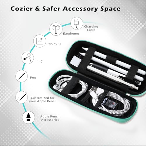 Image of AGPTEK Case Holder for Apple Pencil, Slim PU Hard Leather Carrying Pouch | for Apple Pen Accessories, MP3 Players, USB Cable, Earphone, Samsung Stylus iPad Pro Pen /Pencil, Recording Pen (Green)