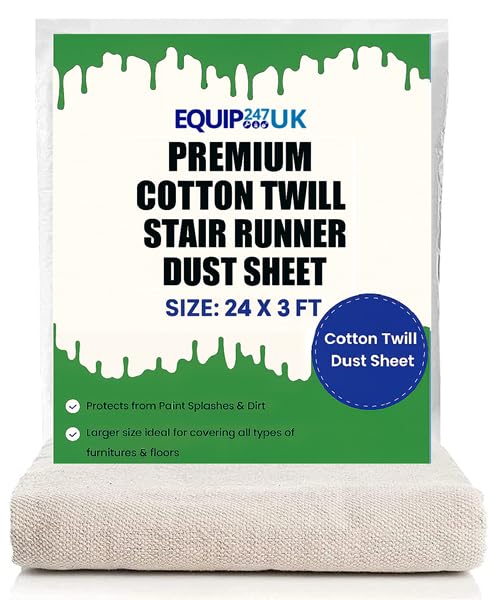 Cotton Dust Sheets for Painting & Decorating | Paint Sheet | Drop Cloth | Painting & Paint Cover Sheet | Dust Sheets for Furniture | Washable and Reusable | (Cotton, 24ft X 3ft – 7.3m x 0.91m)