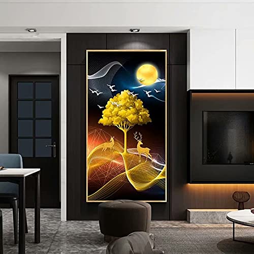 Kit broderie diamant 5D grand format 70x120cm avec motif d'élan pour décoration murale - 2
