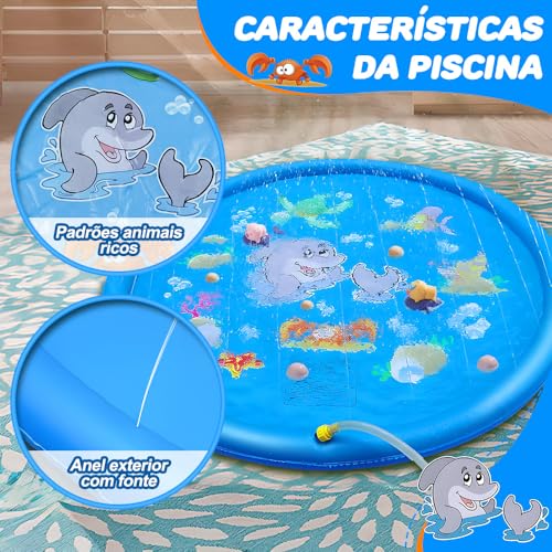 Piscina Chafariz, Sprinkler Wading Pool170cm, Sprinkler Mat Antiderrapante para Cães de Estimação, V