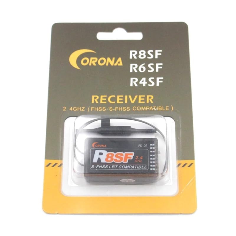 SPARKHOBBY Corona R4SF 4CH R8SF 8CH 2.4GHz S-FHSS/FHSS Receptor compatible para FUTABA T6j T6K T8J T10J 14SG 16SZ 18MZ 4PLS Control remoto (R4SF y R8SF)