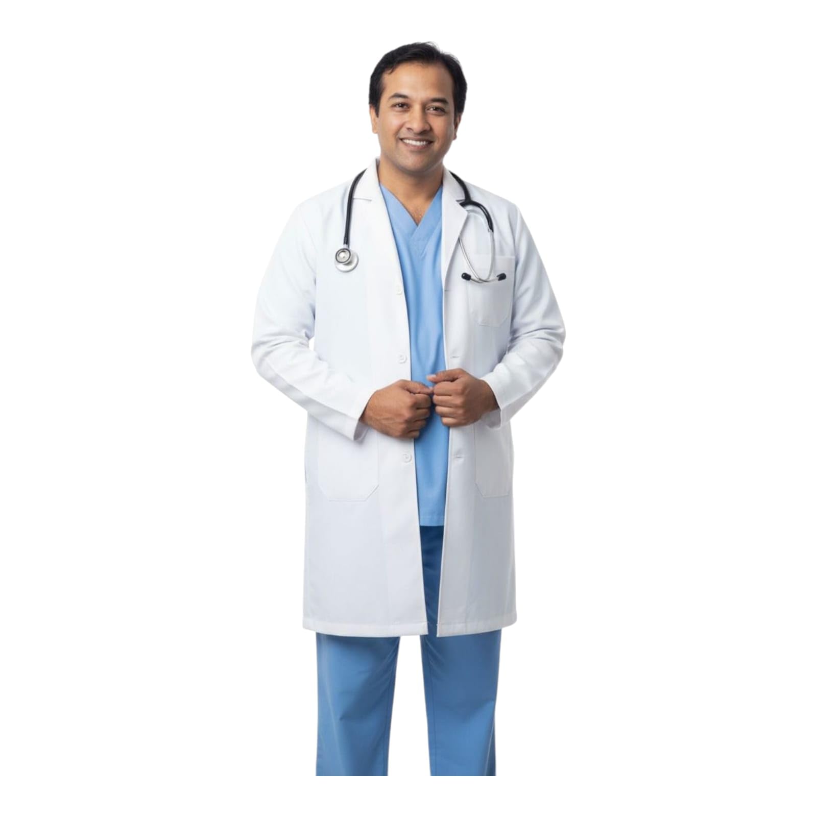 Primium Men's Cotton Apron/Lab Coat Wrinkle Resistant Poly, Full Sleeves | Knee Length | Colour-White