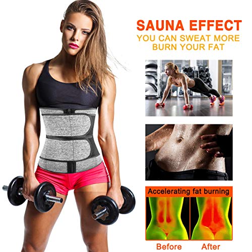 Women Neoprene Corset Waist Trainer Workout Sauna Sweat Trimmer Cincher Belly Slimmer With 2 Belts (Grey Waist Trimmer With 2 Belts, 3Xl) #TOP3