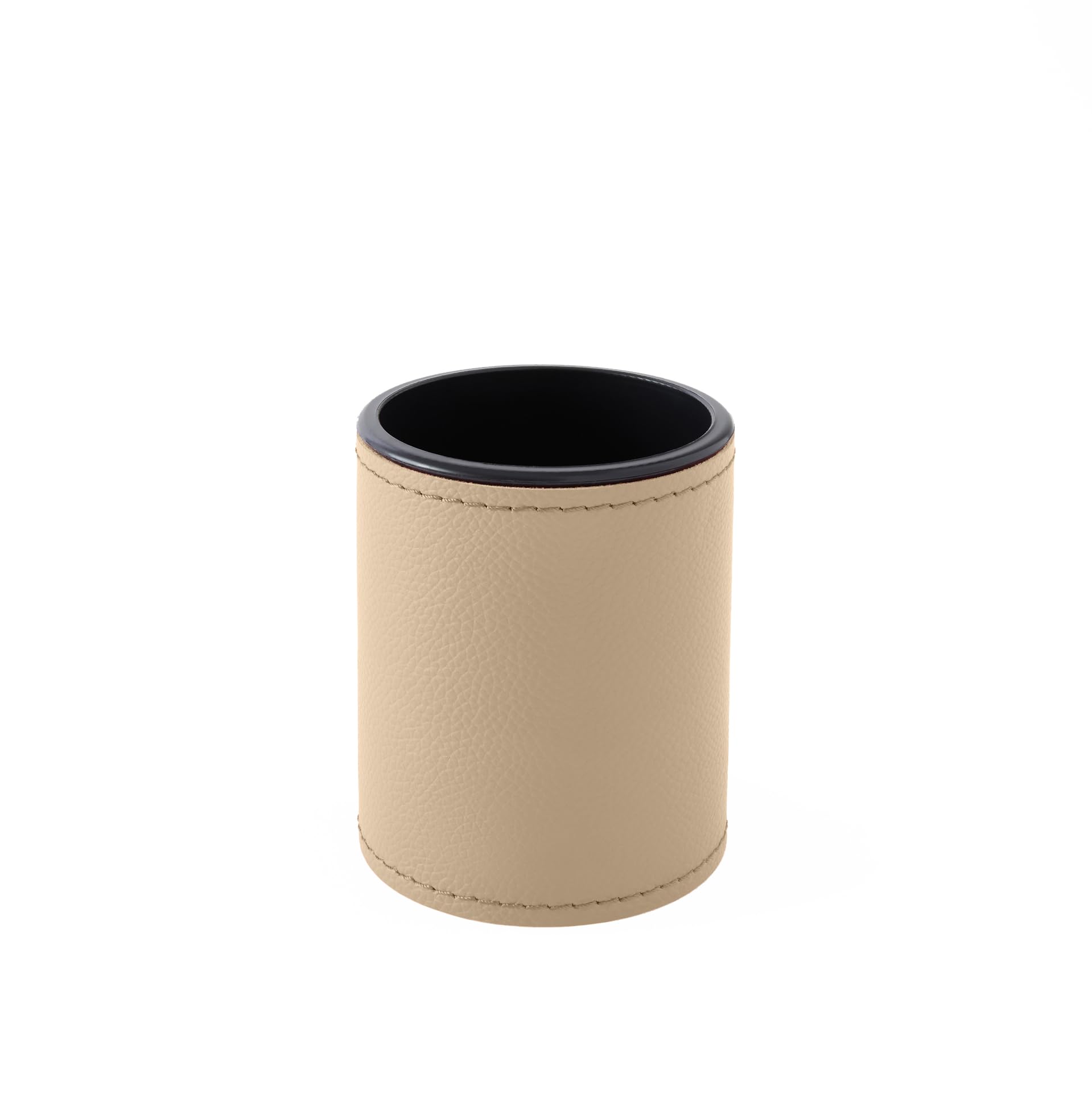 Pot à crayon ronde Eglooh Zefiro beige en cuir pour un espace de travail épuré