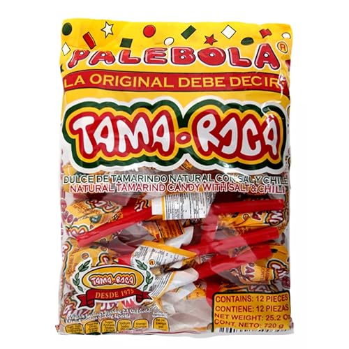 Tama Roca Palebola Natural Tamarind Candy Lollipop with Salt and Chili. Mexican Tamarind Candy 2.1 Ounce Each Individually Wrapped Lollipop (12 Pieces Pack 33.6 Ounces)