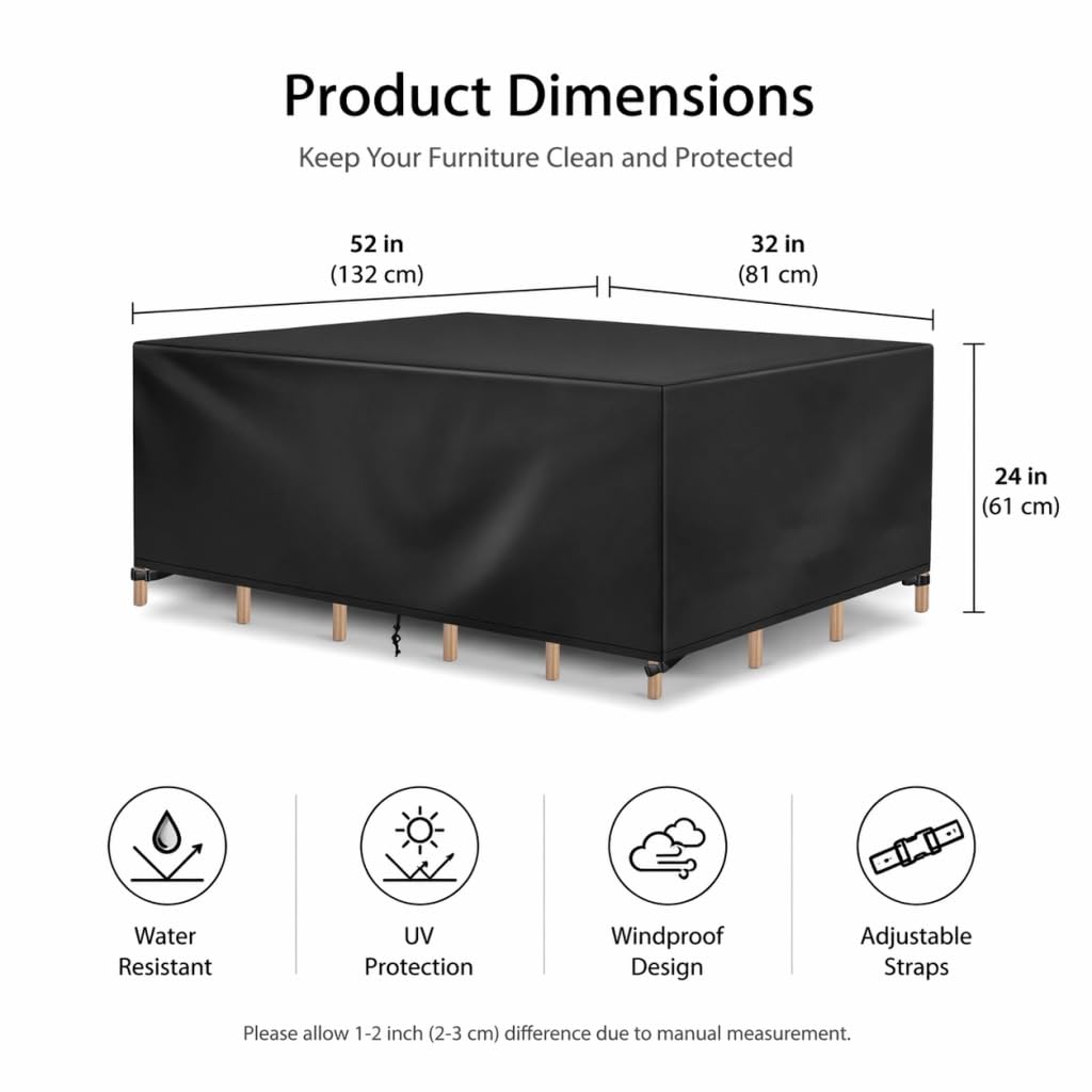 Housse Salon de Jardin Imperméable 420D Oxford, 340x210x75cm/LxWxH Bâche Protection Cube et Lounge Extérieur Anti-UV, Couverture Meubles avec Boucles