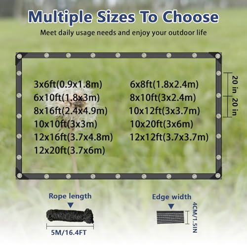 Upgrade Clear Tarp 6x20ft with Grommets,Heavy Duty Waterproof Transparent Tarpaulin14Mil Thickened, PVC Tear Resistant for Greenhouse Outdoor,Plant,Garden,Chicken Coop,Patio Roofs