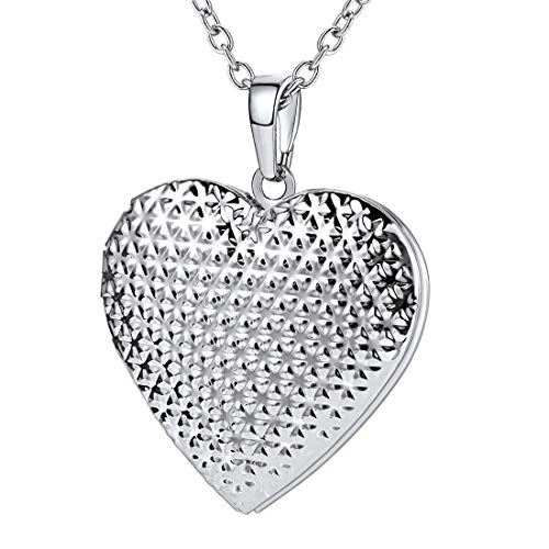 Preisvergleich Produktbild U7 Damen Anhänger Herz Medaillon zum Öffnen Punkte Muster Photo Bilder Amulett Halskette Modeschmuck platiniert Frauen Mädchen Weihnachten Valentinstag