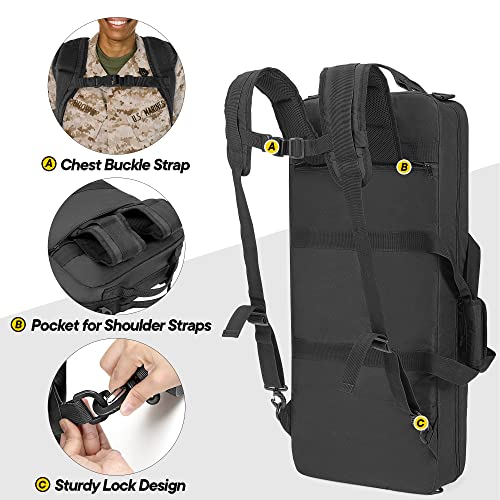 Dsleaf 28” Double Soft Rifle Case, Padded Rifle Backpack With Lockable Zippers And Pockets For Accessory, Tactical Short Barrel Rifle Bag Perfect For Shooting And Hunting #TOP3