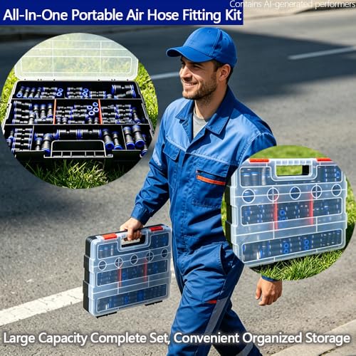 Dammy 212PCS 10 Sizes Push‑to‑Connect Pneumatic Air Fittings Kit by Dammy - Used condition - Image 7