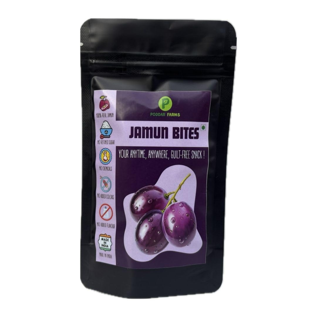 Poddar Farms Fruit Bites | Fruit Leather | No Refined Sugar, No Chemical Preservatives | Natural, Healthy Snack for Kids & Adults | Guilt-Free Snack (100g) (2, Jamun)-image-15
