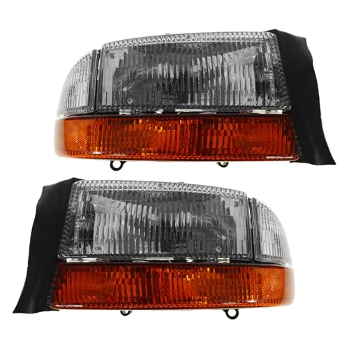 Image of TRQ 2 Piece Headlight Assembly Set Driver & Passenger Side Compatible with Dodge Dakota 1997-2004 Durango 1998-2003 CH2502122 CH2503122 5055110AF 5055110AH 55055110AI 55055111AG 55055111AH 55055111AI