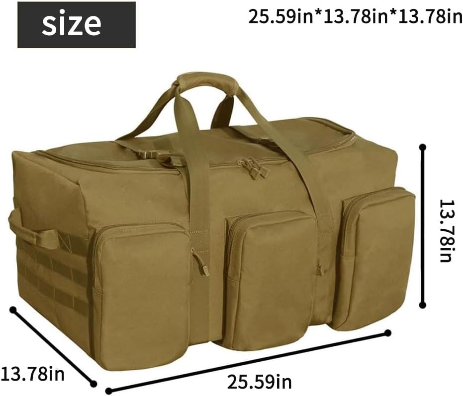 Large Military Travel Duffle Bag Tactical Camping Storage Utility Tote Bag Camping Kitchen Organizer with Deployment Cargo Bag Travel Sports Equipment (Khaki, Large 25.59"x13.78"x13.78") - Image 7