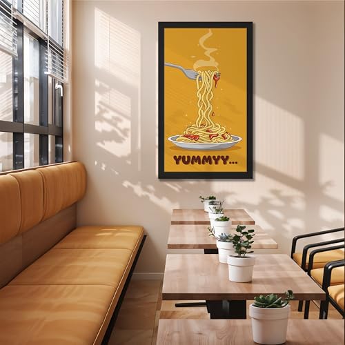 Image of NoWorries Wall art framed painting food posters for cafe decor (Synthetic wood frame) inch300 GSM premium art HD prints inch Wall painting for Home & Kitchen Decor (Pattern illustration)( Set of 1, Framed Painting) (BLACK, ART-1, 10X19INCHES)