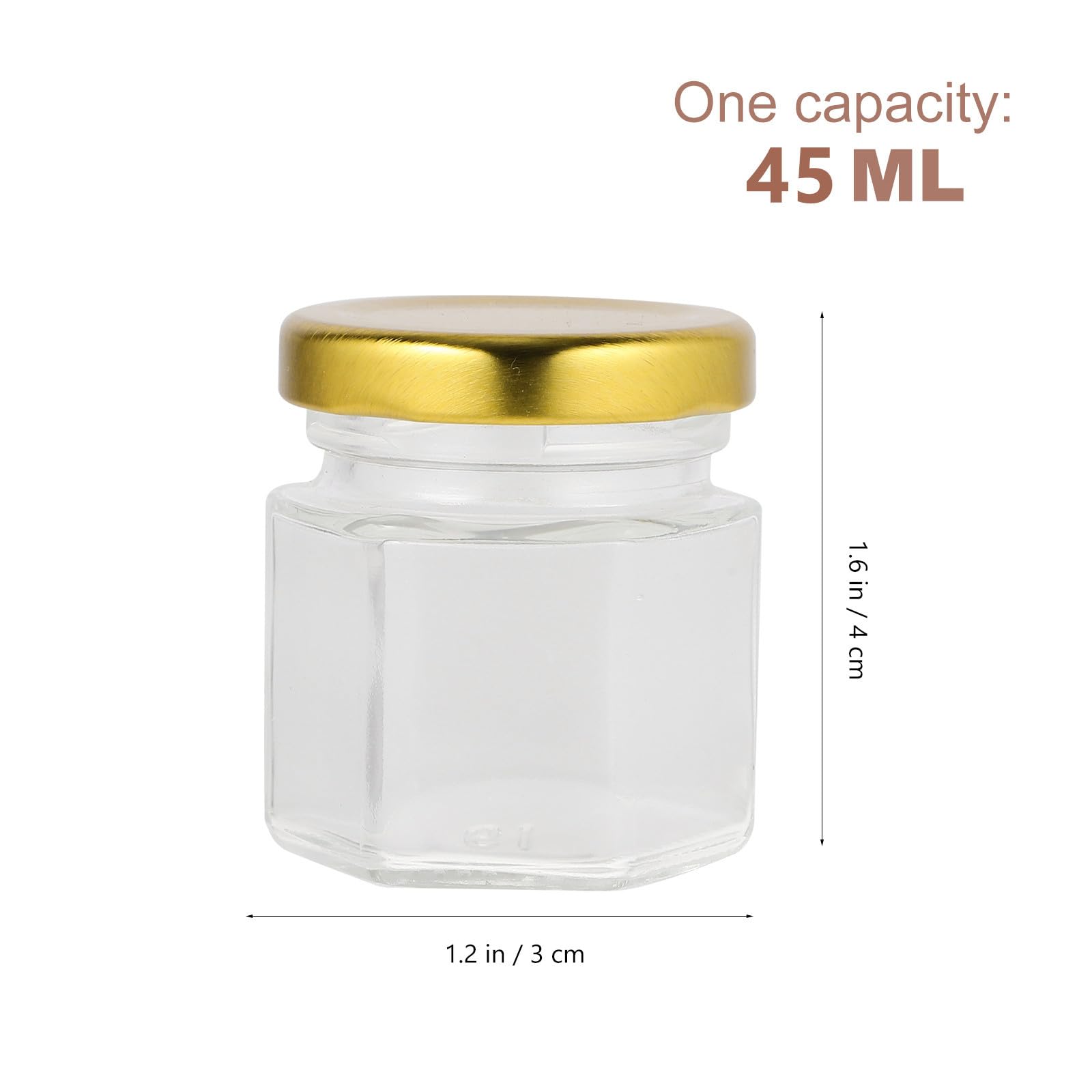 GLEAVI 20 Stück Kleiner Sechseck Glas Honigglas 45ml mit Aluminiumdeckel
