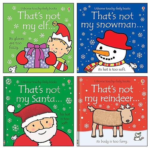 Usborne Touchy-Feely Book 4 Books Collection Set By Fiona Watt(That's Not My Snowman, That's Not My Elf, That's not my santa..., That's Not My Reindeer)