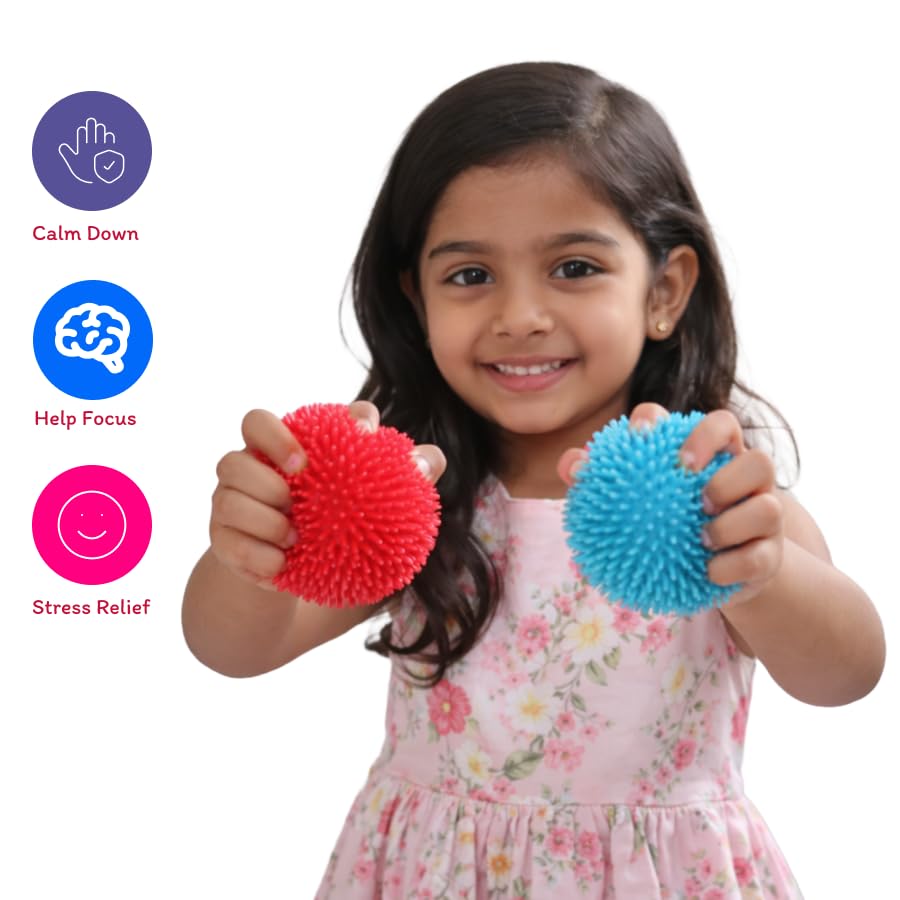 Image of Joy by Scoobies Fur Skin Ball | Spiky Sensory Fidget Toy | Soft Puffer Texture | Non-Toxic TPR Rubber | Calming Squeeze for Kids & Adults