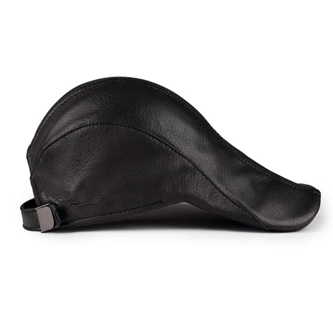 Męski beret z koziej skóry z prawdziwej skóry płaski kapelusz brązowy ciepły zimowy Gatsby Driver Ivy Hat