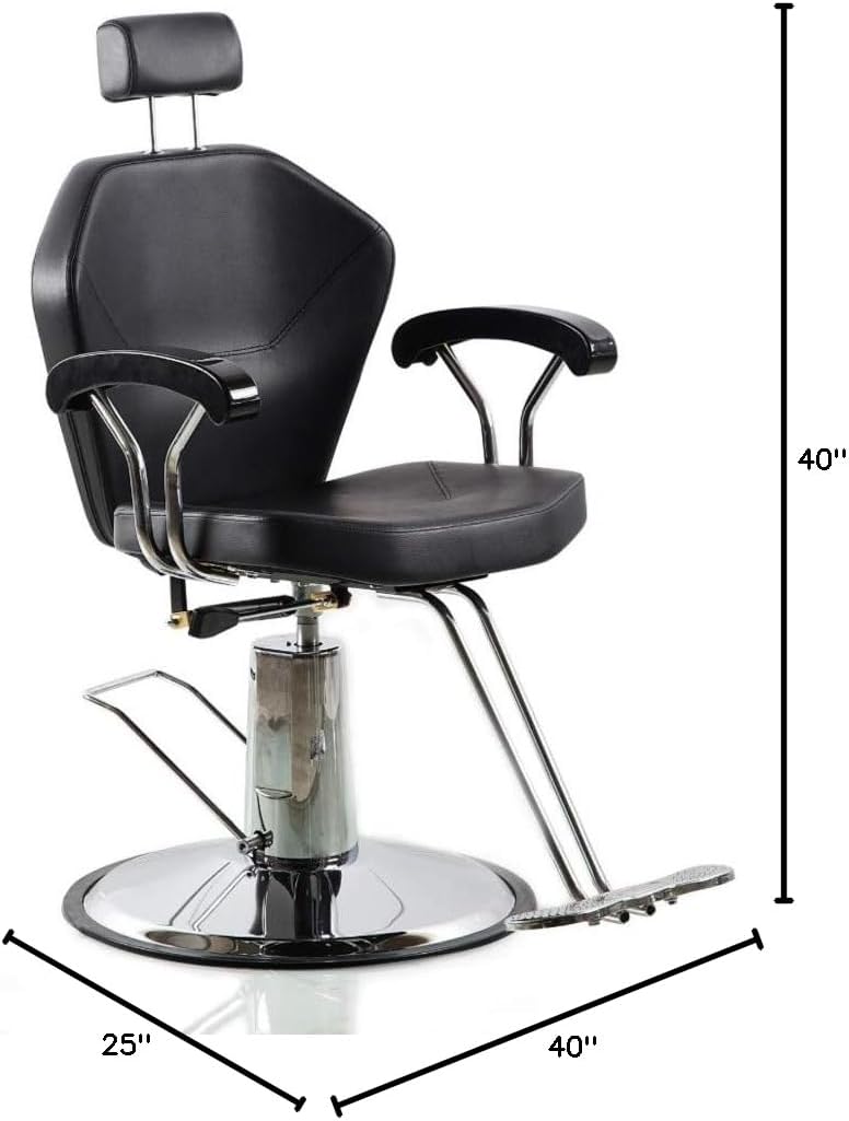 Salon Style Black Round Base 360 Degrees Rolling Swivel Barber Chairs Hair Salon Spa Barber Chair Hydraulic Reclining Salon Beauty Shampoo Equipment
