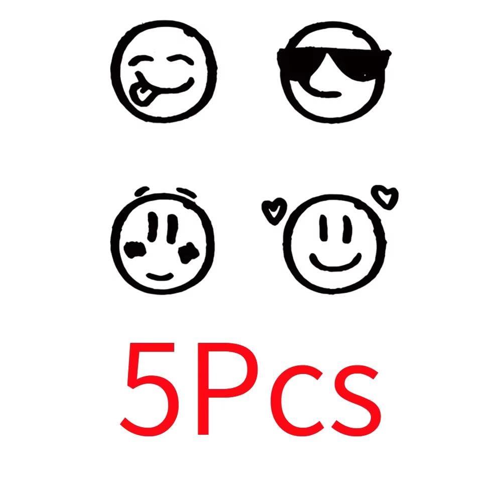 Adesivi Per Tatuaggi Temporanei Smile Emoji Impermeabili A Lunga Durata Per Una O Due Settimane Per Finger Plam Adesivi lunga durata(5 pcs)