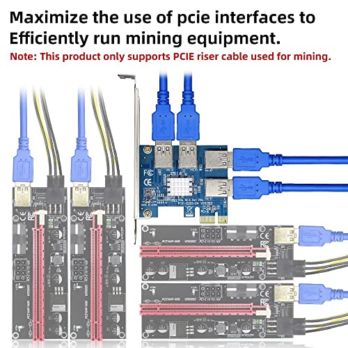 Tobo PCIe 1 to 4 Riser Card Pcie Splitter 1 to 4 PCI Riser Card, 4 Risers into 1 PCI Card, PCIe Risers 1X to External 4 PCI-e USB 3.0 Adapter... - Image 5