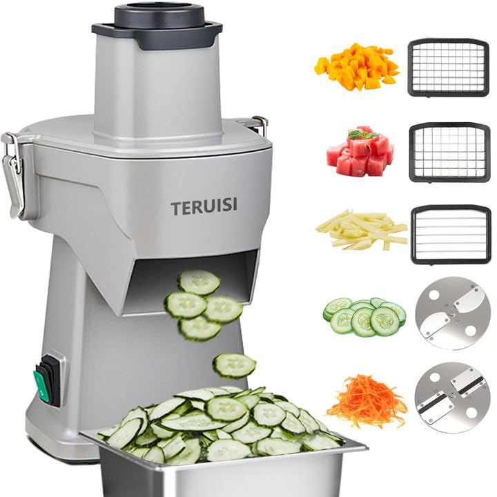 Comparison: Best Electric Chopper For Vegetables 4 TERUISI 4-In-1 Electric Vegetable Chopper, 200W Vegetable Slicer Food Processor, Veggie Food Cutter With Slicing Shredding Dicing And Striping Function For Commercial Home Use