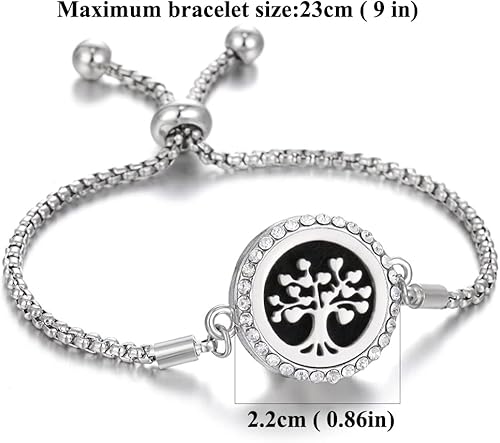 Miniatura 2 de Pulsera difusora de aceites esenciales para aromaterapia, conjunto de pulsera ajustable con 10 rellenos, almohadillas para enviar una hermosa caja