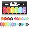 Roowest 5 pcs hello spring sign interchangeable seasonal sign summer fall tiered tray decor 59 x 3 inch wooden gloves decor 4 seasons farmhouse table centerpiece decoration for homebasic  urban country home decor