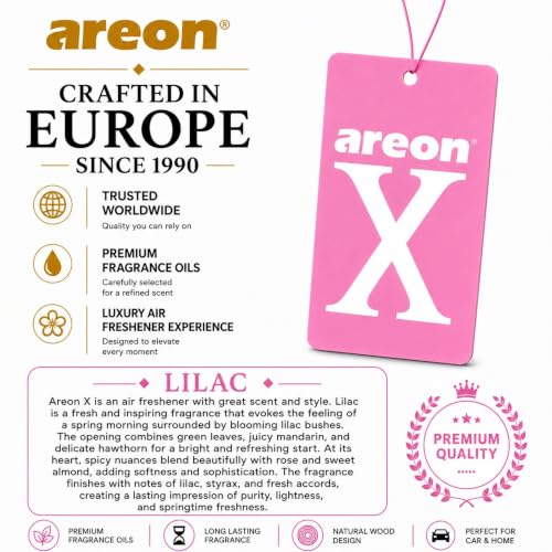 Image of AREON X Pink Lilac Paper Hanging Car Air Freshener - Pack of 12