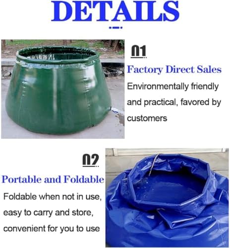 Foldable Emergency Water Storage Barrels, 5000L Rainwater Collection Bags, Agricultural Water Containers with Outlet, Portable Bladder Tank for Outdoor Watering