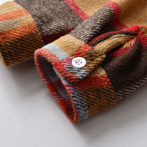 Camisa de botão masculina e menino camisa de flanela infantil camisa xadrez búfalo meninos camisas o