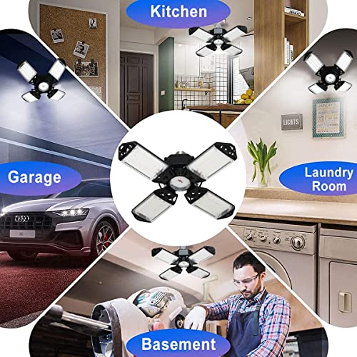 150W Led Garage Light, Garage Lights Led Garage Ceiling Lights, 15000 Lumen Led Shop Light 4+1 Adjustable Panel, 6500K Daylight Garage Lighting Led Light Bulb Fixture Led Lights For Garage, Workshop #TOP6