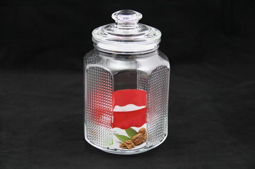 2000 Ml Glass JAR For Big Size Pop JAR Glass Tea Coffee & Sugar Container Pickle JAR For Cookie JAR, With Air Tight For Kitchen Dried Masala, Honey (2 Ltr) SET OF (1), Transparent — Amazon image 2
