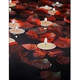 Northlight White and Red Rose Petal LED Flickering Canvas Wall Art 15.75' x 11.75'