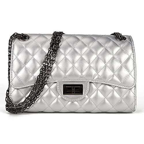 Image of Gladdon Quilted Crossbody Purse for Women Trendy Shoulder Bags | Stylish Shoulder Purse,Quilted Pattern,Structured bag,Chain Strap,Spacious Enough,Casual and Dressy Outfits,Any Occasion